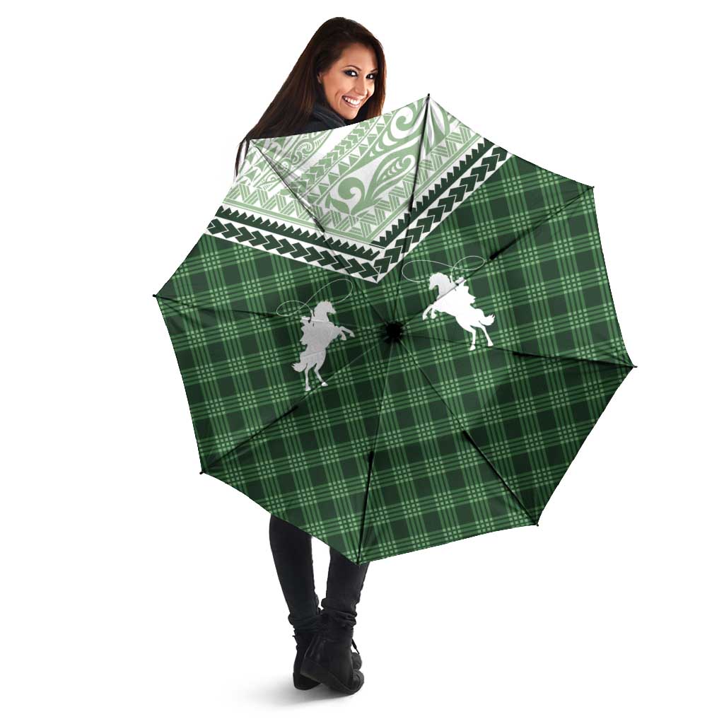 Aloha Hawaii Cowboys Paniolo Umbrella Forest Green Palaka - Polynesian Pride