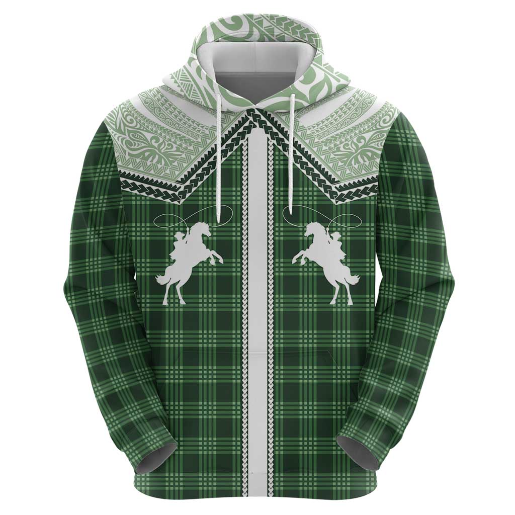 Aloha Hawaii Cowboys Paniolo Zip Hoodie Forest Green Palaka - Polynesian Pride