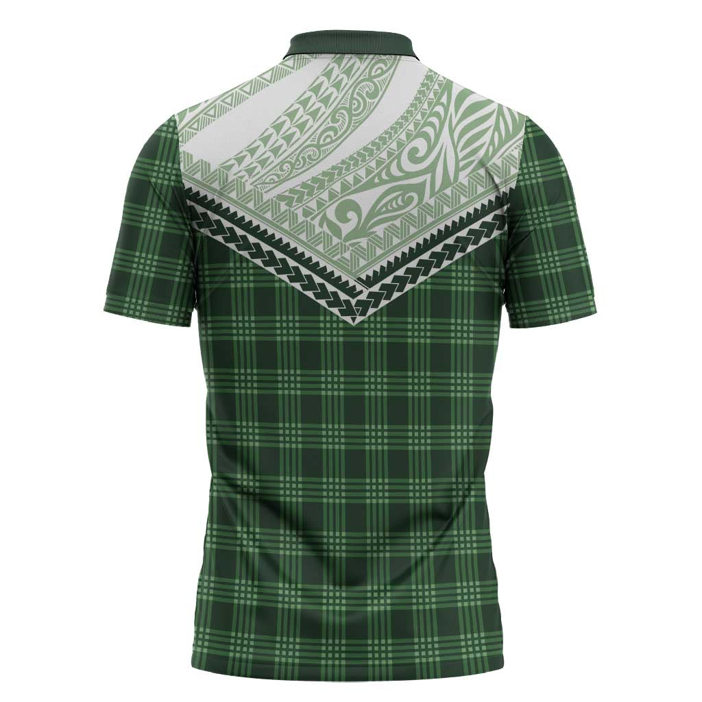 Aloha Hawaii Cowboys Paniolo Zipper Polo Shirt Forest Green Palaka - Polynesian Pride