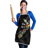 Kia Ora New Zealand Floral Apron Black - Polynesian Pride