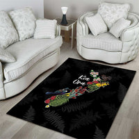 Kia Ora New Zealand Floral Area Rug Black - Polynesian Pride