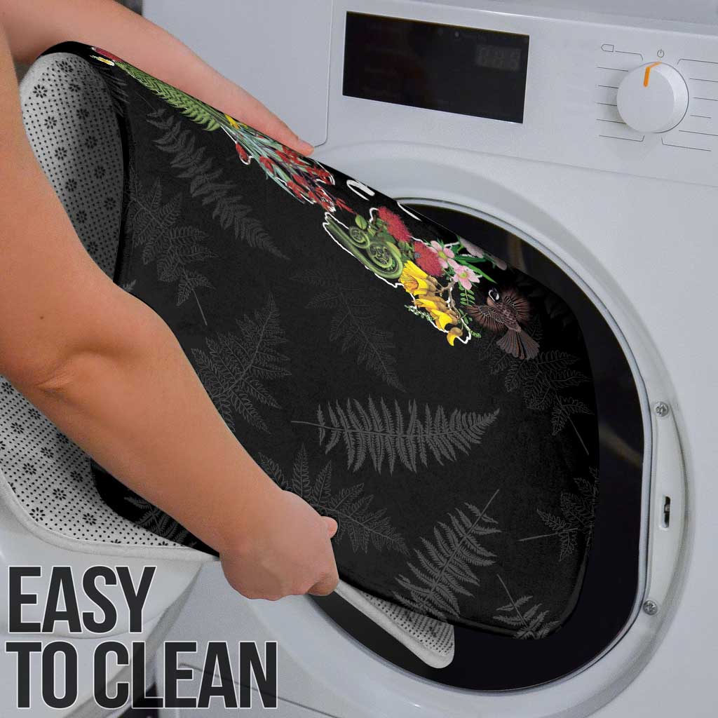 Kia Ora New Zealand Floral Bathroom Set Black - Polynesian Pride