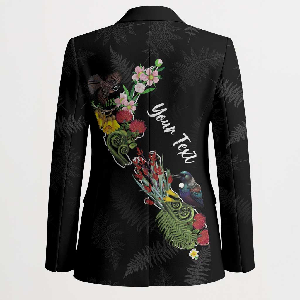 Kia Ora New Zealand Floral Personalized Blazer Black - Polynesian Pride