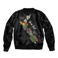 Kia Ora New Zealand Floral Personalized Bomber Jacket Black - Polynesian Pride