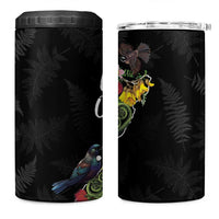 Kia Ora New Zealand Floral 4 in 1 Can Cooler Tumbler Black - Polynesian Pride