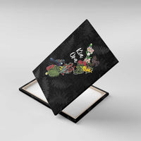 Kia Ora New Zealand Floral Canvas Wall Art Black - Polynesian Pride