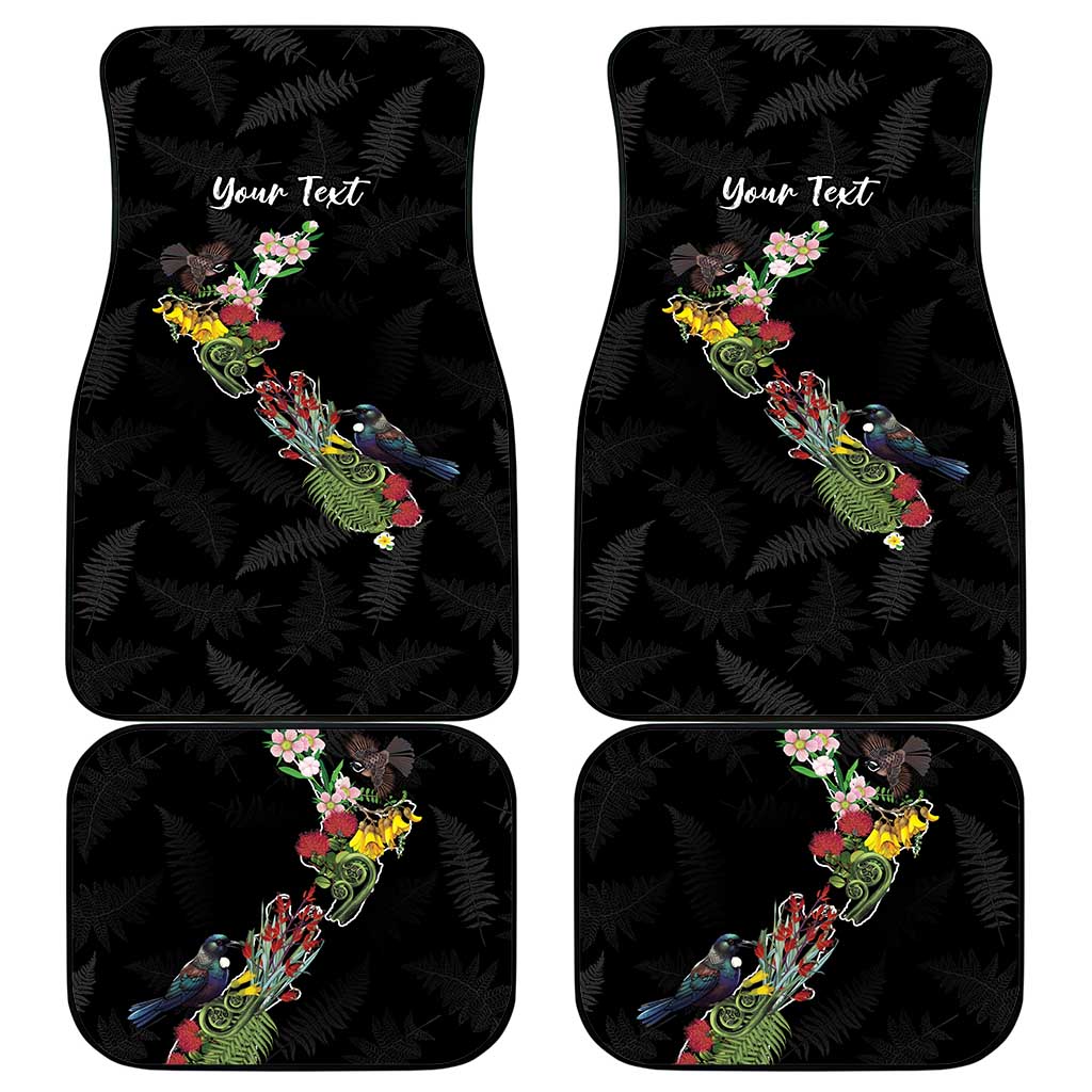 Kia Ora New Zealand Floral Personalized Car Mats Black - Polynesian Pride