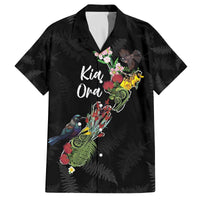 Kia Ora New Zealand Floral Personalized Family Matching Off The Shoulder Long Sleeve Dress and Hawaiian Shirt Black - Polynesian Pride