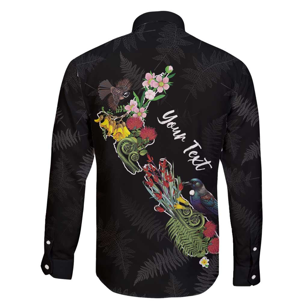 Kia Ora New Zealand Floral Personalized Family Matching Puletasi and Hawaiian Shirt Black - Polynesian Pride