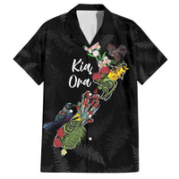 Kia Ora New Zealand Floral Personalized Family Matching Tank Maxi Dress and Hawaiian Shirt Black - Polynesian Pride