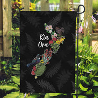 Kia Ora New Zealand Floral Garden Flag Black - Polynesian Pride