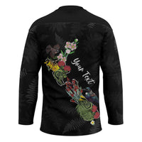 Kia Ora New Zealand Floral Personalized Hockey Jersey Black - Polynesian Pride
