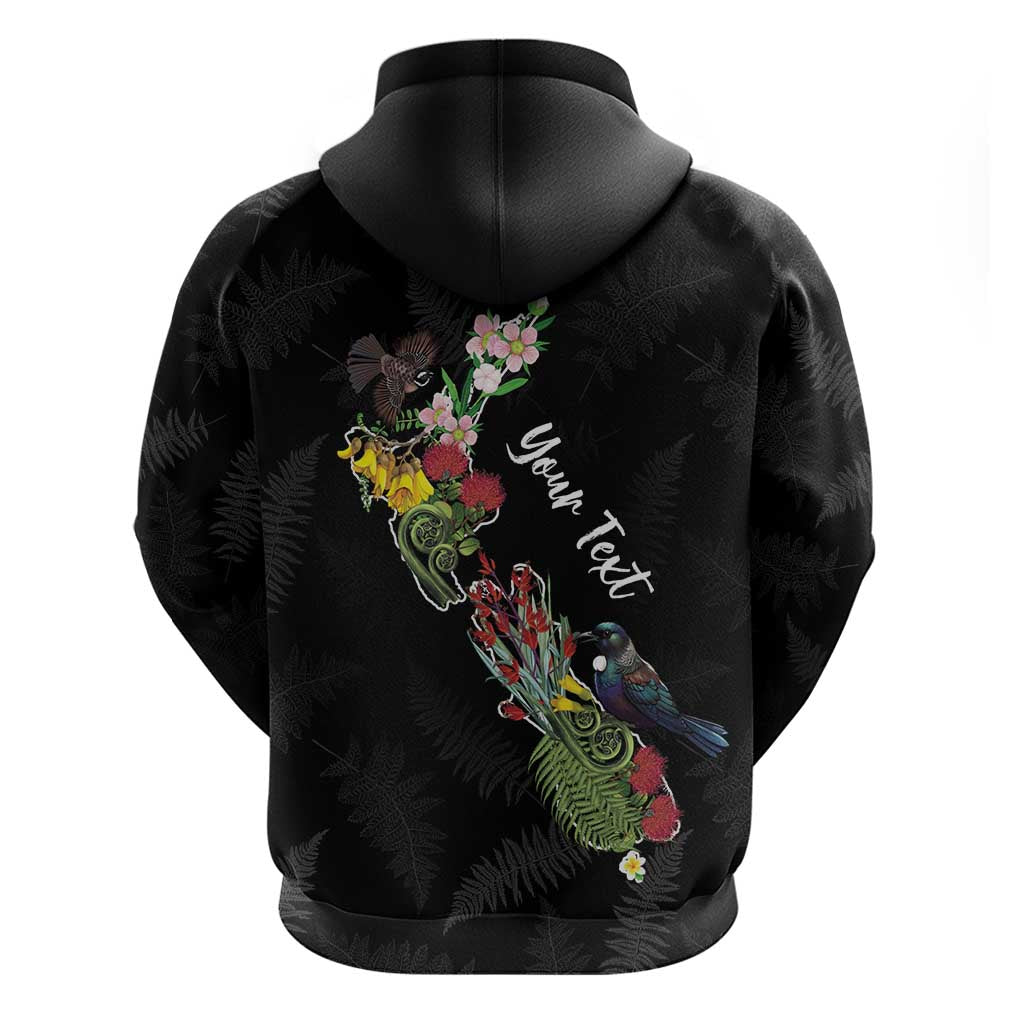 Kia Ora New Zealand Floral Personalized Hoodie Black - Polynesian Pride