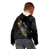 Kia Ora New Zealand Floral Personalized Kid Hoodie Black - Polynesian Pride