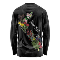Kia Ora New Zealand Floral Personalized Long Sleeve Shirt Black - Polynesian Pride