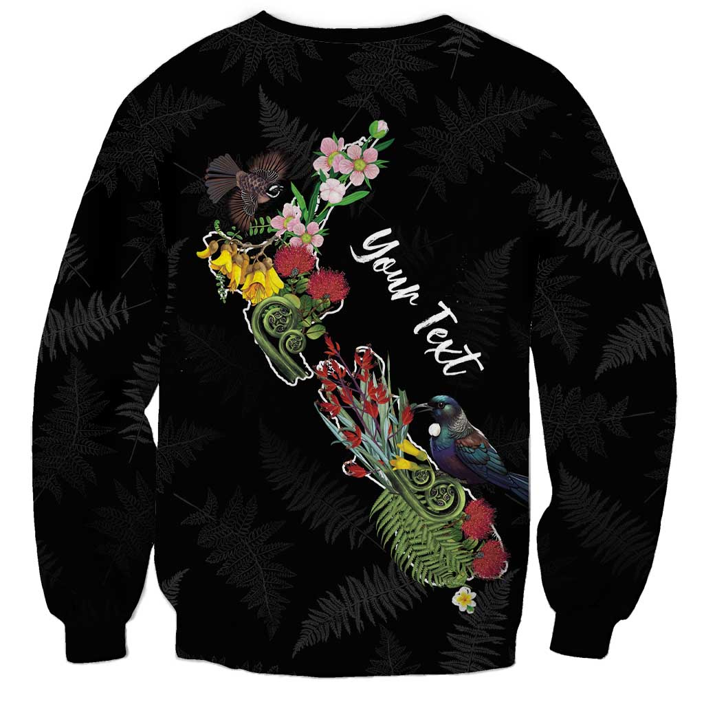 Kia Ora New Zealand Floral Personalized Sweatshirt Black - Polynesian Pride