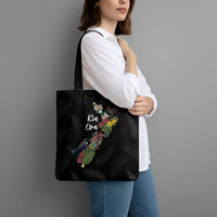 Kia Ora New Zealand Floral Tote Bag Black - Polynesian Pride