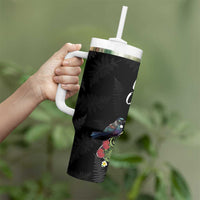 Kia Ora New Zealand Floral Tumbler With Handle Black - Polynesian Pride