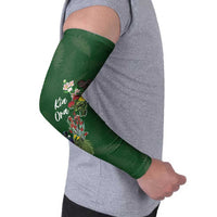 Kia Ora New Zealand Floral Personalized Arm Sleeves Sage Green - Polynesian Pride