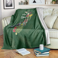 Kia Ora New Zealand Floral Blanket Sage Green - Polynesian Pride
