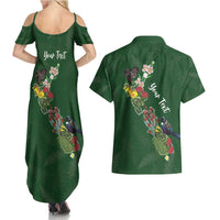 Kia Ora New Zealand Floral Personalized Couples Matching Summer Maxi Dress and Hawaiian Shirt Sage Green - Polynesian Pride