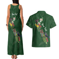 Kia Ora New Zealand Floral Personalized Couples Matching Tank Maxi Dress and Hawaiian Shirt Sage Green - Polynesian Pride