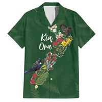 Kia Ora New Zealand Floral Personalized Family Matching Off Shoulder Short Dress and Hawaiian Shirt Sage Green - Polynesian Pride
