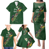Kia Ora New Zealand Floral Personalized Family Matching Puletasi and Hawaiian Shirt Sage Green - Polynesian Pride