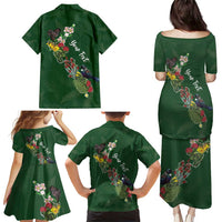 Kia Ora New Zealand Floral Personalized Family Matching Puletasi and Hawaiian Shirt Sage Green - Polynesian Pride