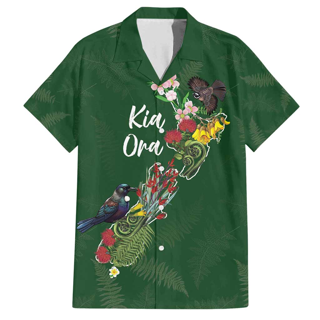 Kia Ora New Zealand Floral Personalized Family Matching Puletasi and Hawaiian Shirt Sage Green - Polynesian Pride