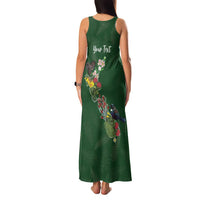 Kia Ora New Zealand Floral Personalized Family Matching Tank Maxi Dress and Hawaiian Shirt Sage Green - Polynesian Pride