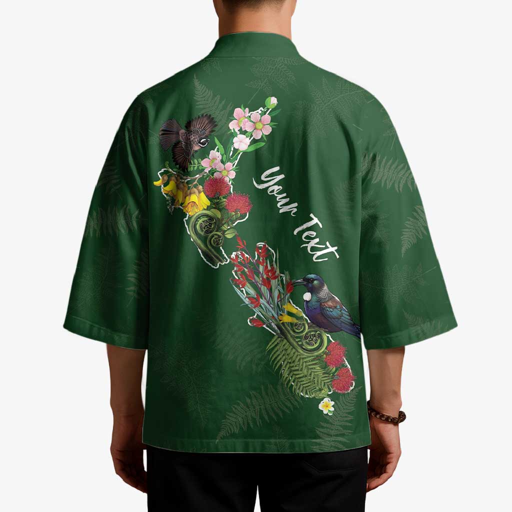 Kia Ora New Zealand Floral Personalized Kimono Sage Green - Polynesian Pride