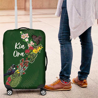 Kia Ora New Zealand Floral Luggage Cover Sage Green - Polynesian Pride