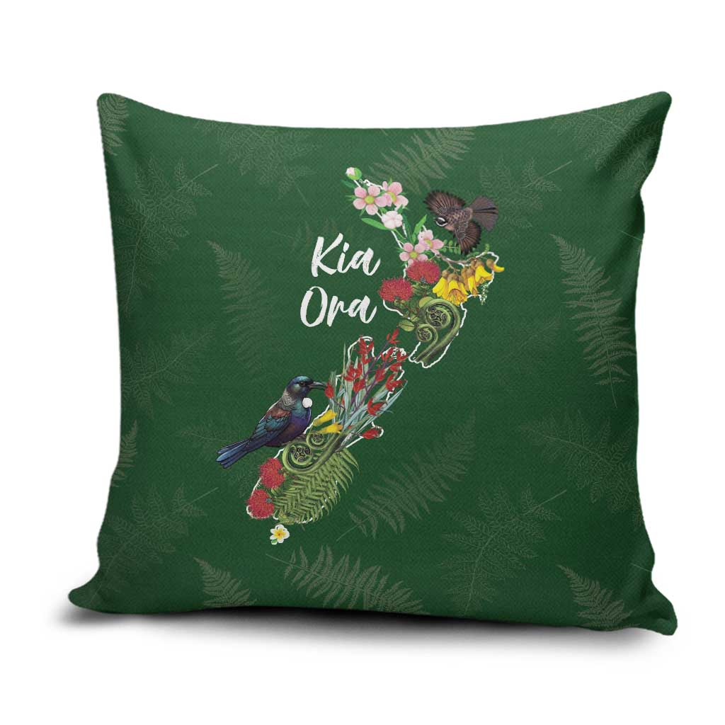 Kia Ora New Zealand Floral Pillow Cover Sage Green - Polynesian Pride