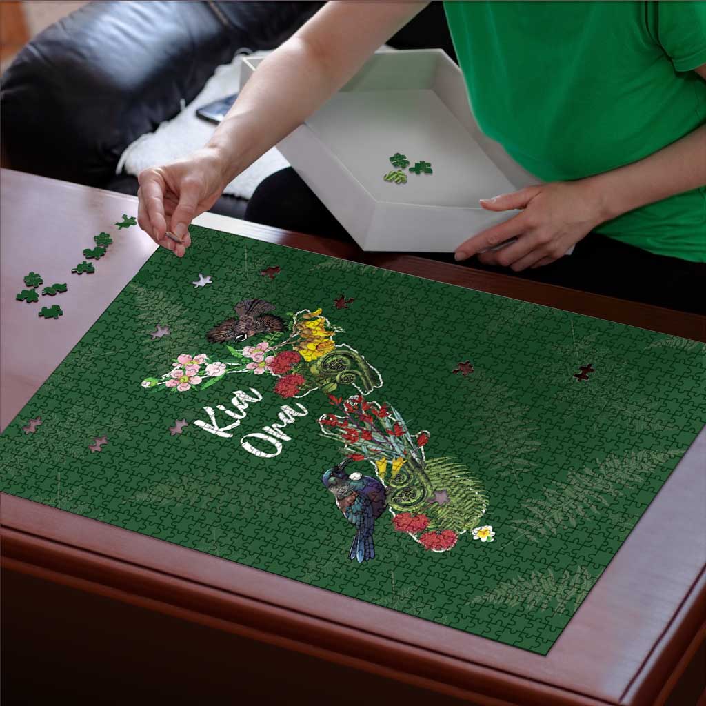 Kia Ora New Zealand Floral Puzzle Sage Green - Polynesian Pride