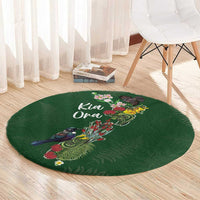 Kia Ora New Zealand Floral Round Carpet Sage Green - Polynesian Pride