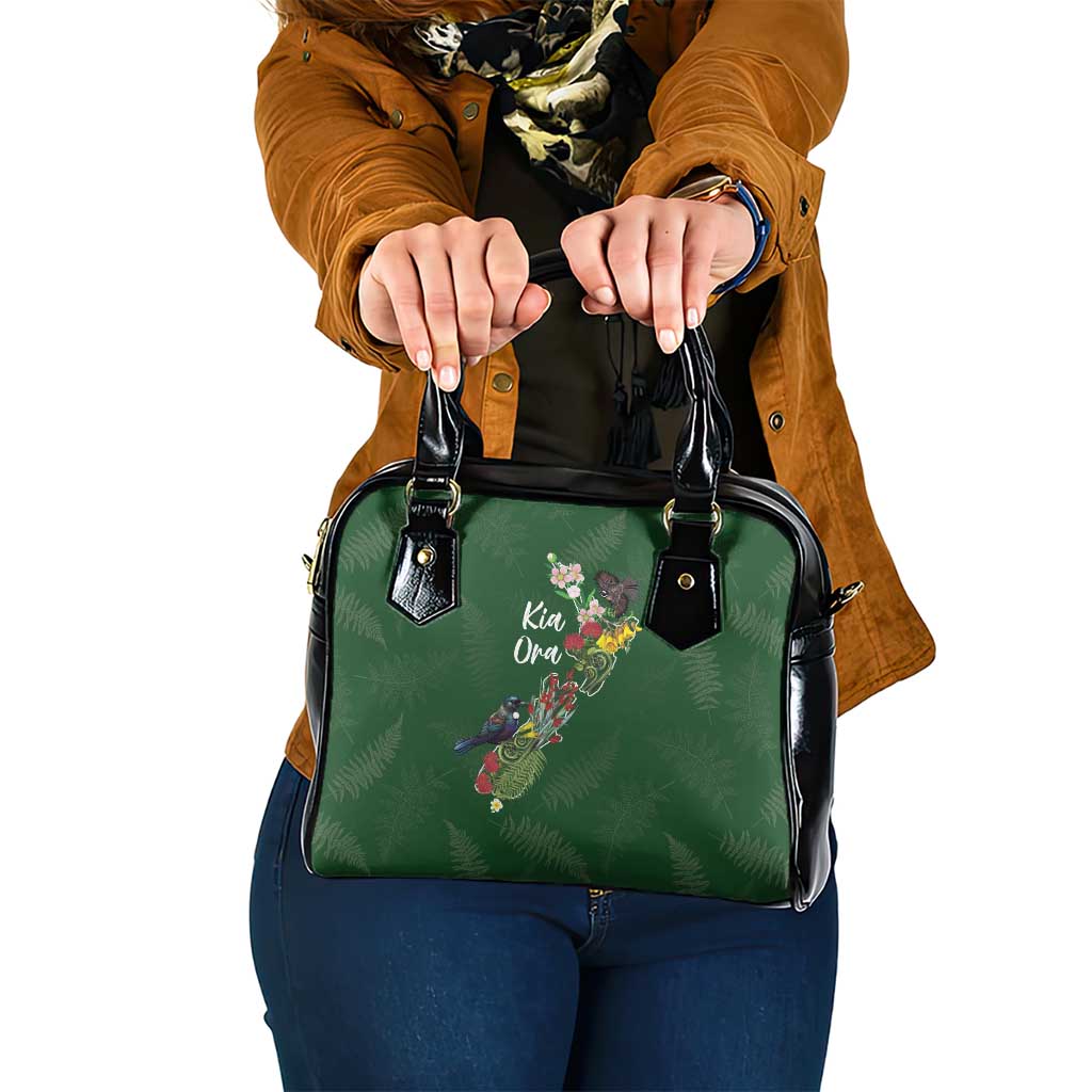 Kia Ora New Zealand Floral Shoulder Handbag Sage Green LT7 One Size Sage Green - Polynesian Pride