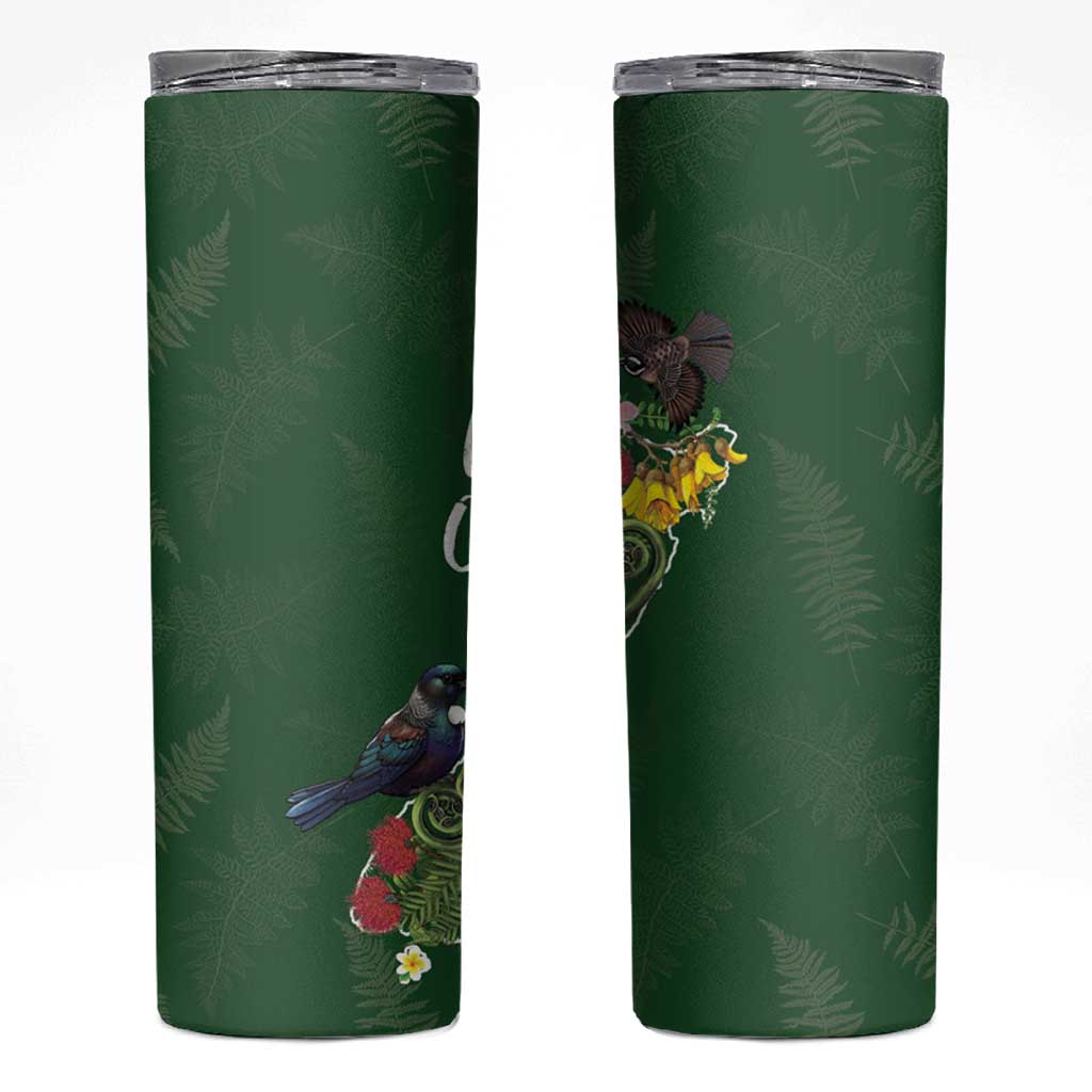 Kia Ora New Zealand Floral Skinny Tumbler Sage Green - Polynesian Pride