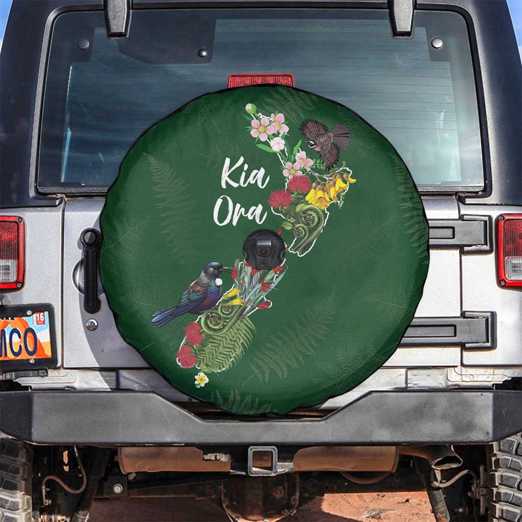 Kia Ora New Zealand Floral Spare Tire Cover Sage Green LT7 Sage Green - Polynesian Pride