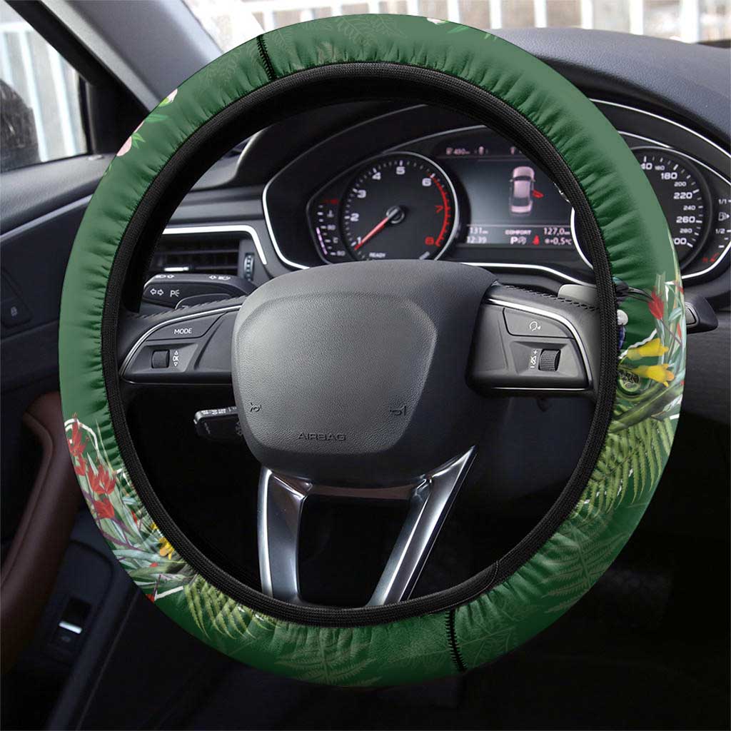 Kia Ora New Zealand Floral Steering Wheel Cover Sage Green - Polynesian Pride