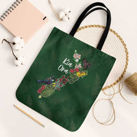 Kia Ora New Zealand Floral Tote Bag Sage Green - Polynesian Pride