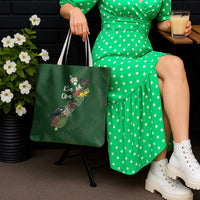 Kia Ora New Zealand Floral Tote Bag Sage Green - Polynesian Pride