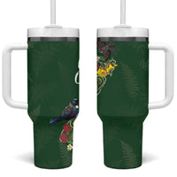 Kia Ora New Zealand Floral Tumbler With Handle Sage Green - Polynesian Pride
