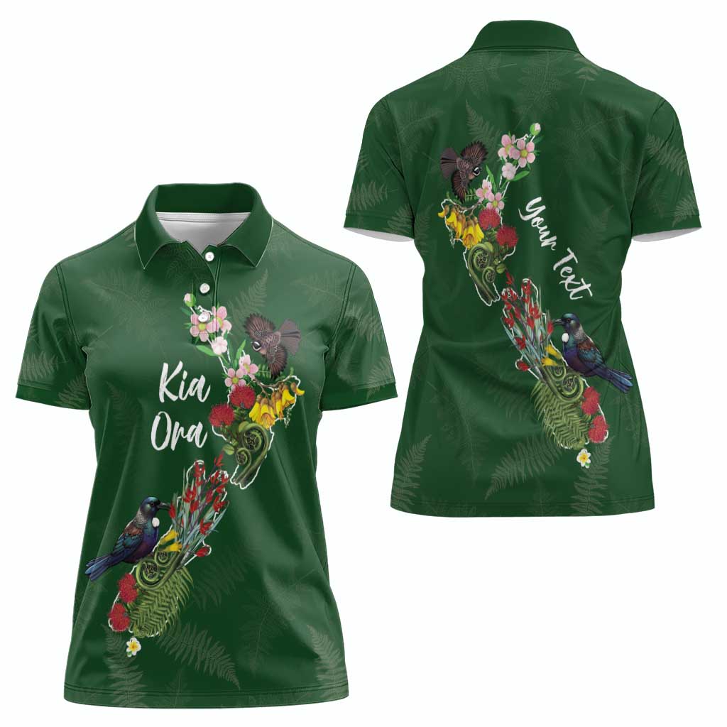 Kia Ora New Zealand Floral Personalized Women Polo Shirt Sage Green - Polynesian Pride