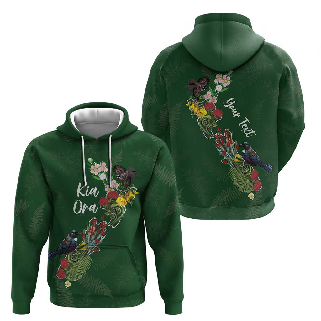 Kia Ora New Zealand Floral Personalized Zip Hoodie Sage Green - Polynesian Pride