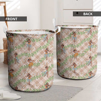 Beige Palaka Hula Girls Seamless Hawaii Aloha Laundry Basket - Polynesian Pride