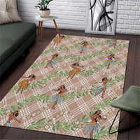 Beige Palaka Hula Girls Seamless Hawaii Aloha Area Rug - Polynesian Pride