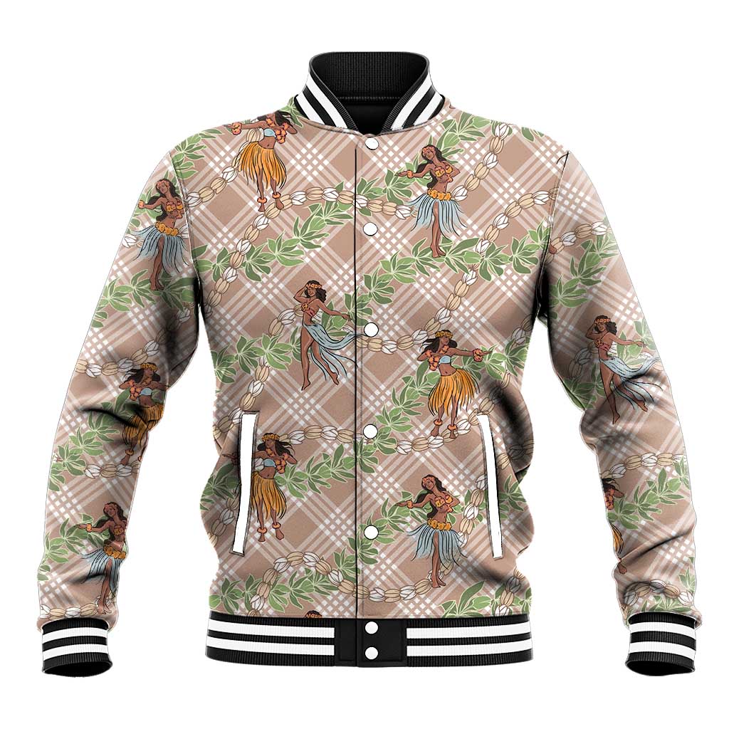 Beige Palaka Hula Girls Seamless Hawaii Aloha Baseball Jacket LT7 Unisex Beige - Polynesian Pride
