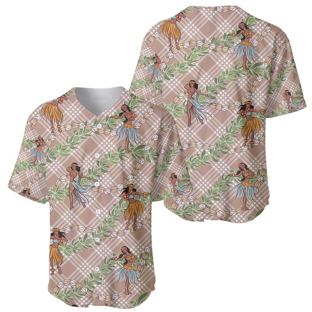 Beige Palaka Hula Girls Seamless Hawaii Aloha Baseball Jersey - Polynesian Pride