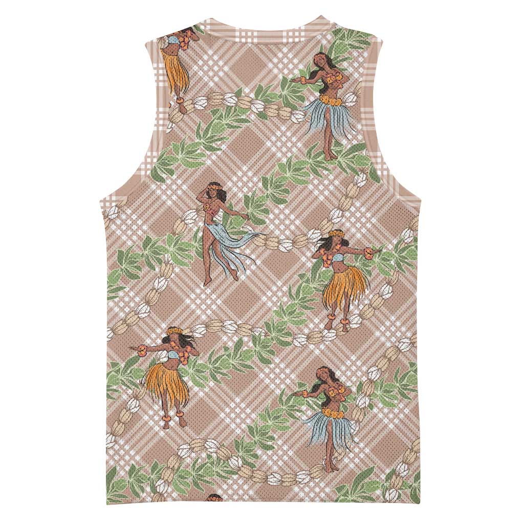 Beige Palaka Hula Girls Seamless Hawaii Aloha Basketball Jersey - Polynesian Pride